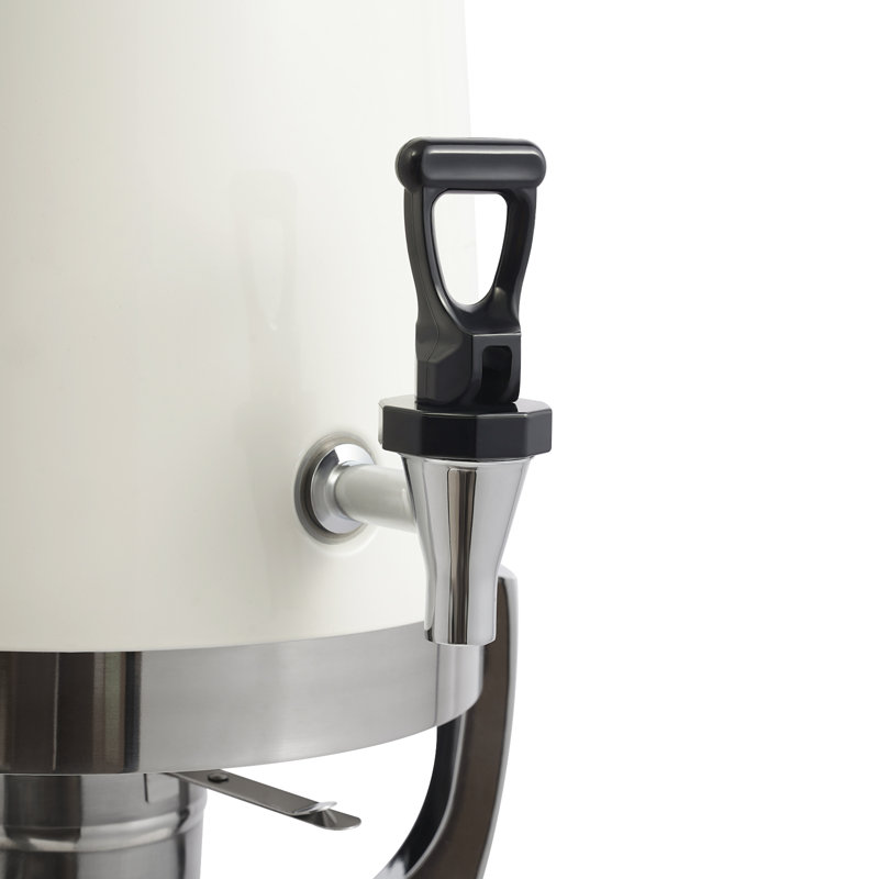 Distributeur de thé à boisson chaude en acier inoxydable 3,4 gallons avec support et support à carburant, Blanc