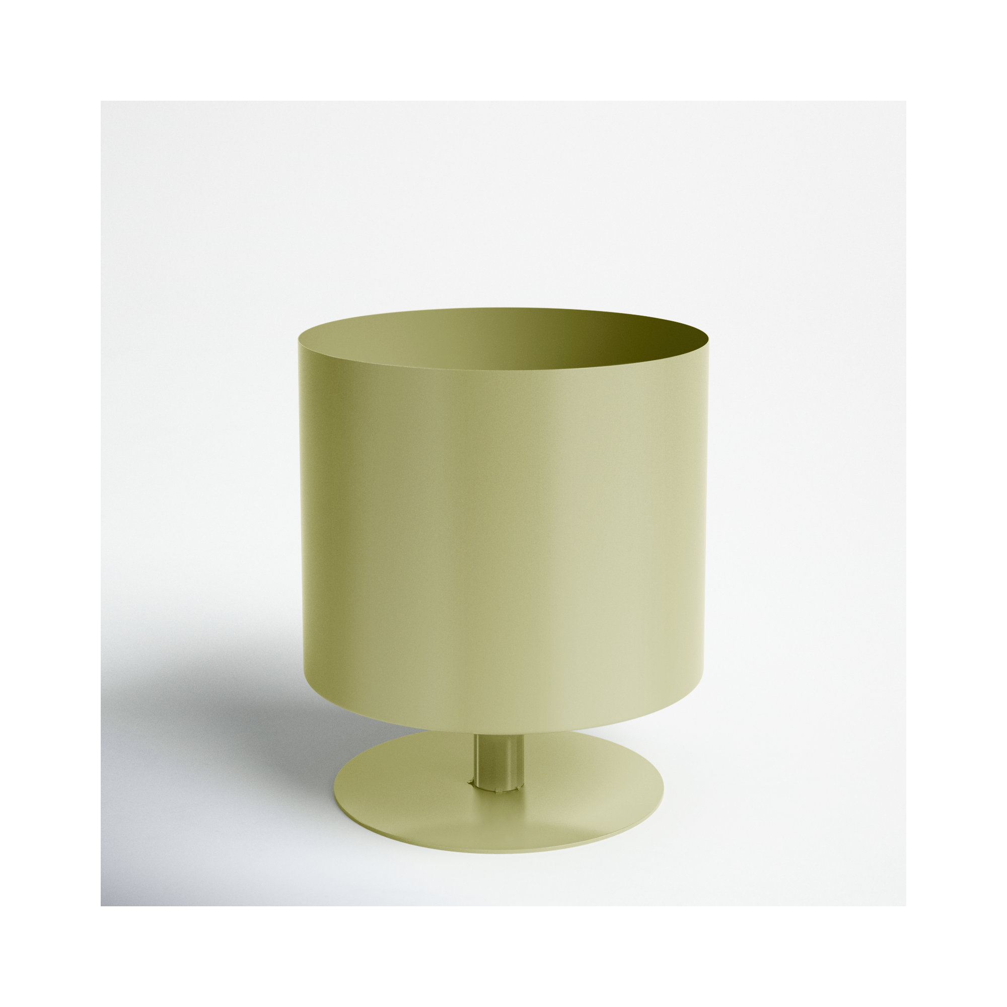 Wanderer Metal Planter on Base - Contemporary Round Iron Planter on Flat Round Base in Classic White - Indoor or Outdoor Decor