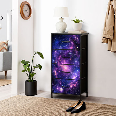 Commode pour commode de chambre à coucher pour commode Constellatio Microscopium Commodes et commodes de rangement en tissu avec bacs de rangement à 4 tiroirs