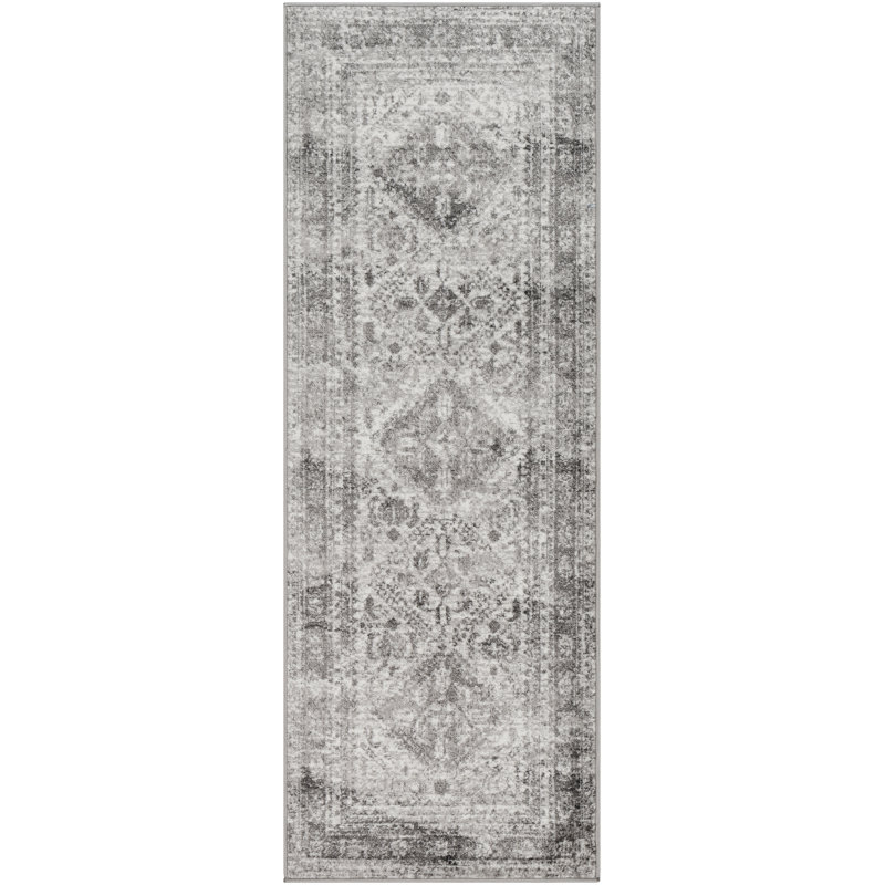 Tapis oriental Fitz, Tapis de couloir 2 pi 7 po x 10 pi, Charcoal