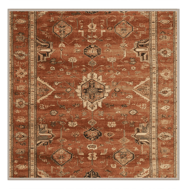 Tapis brun turc lavable à la machine, Carré 3 pi