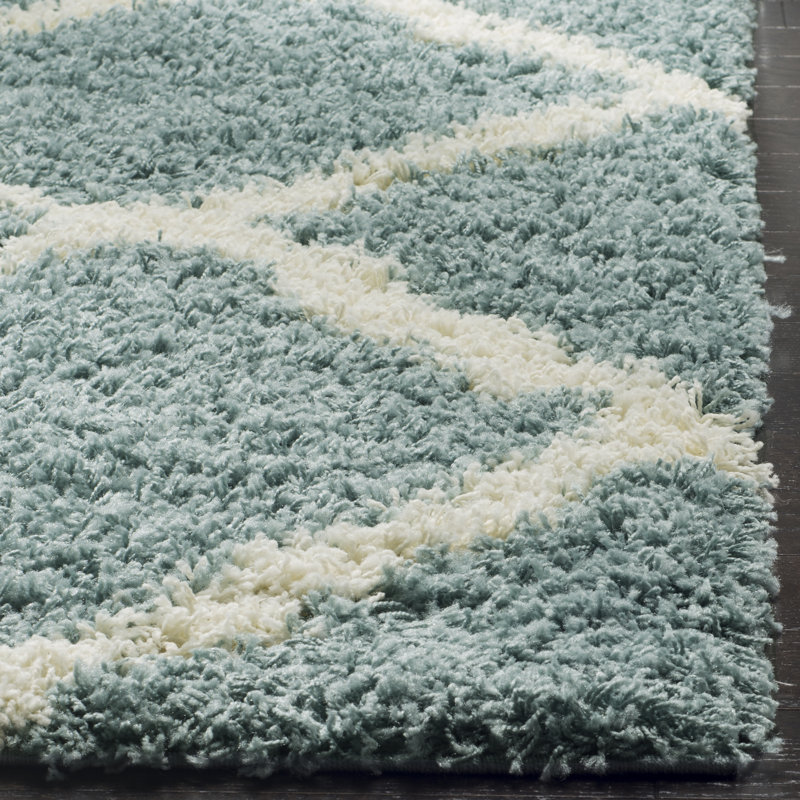 Alonnah Polypropylene Seafoam/Ivory Area Rug, Runner 2'3" x 8'