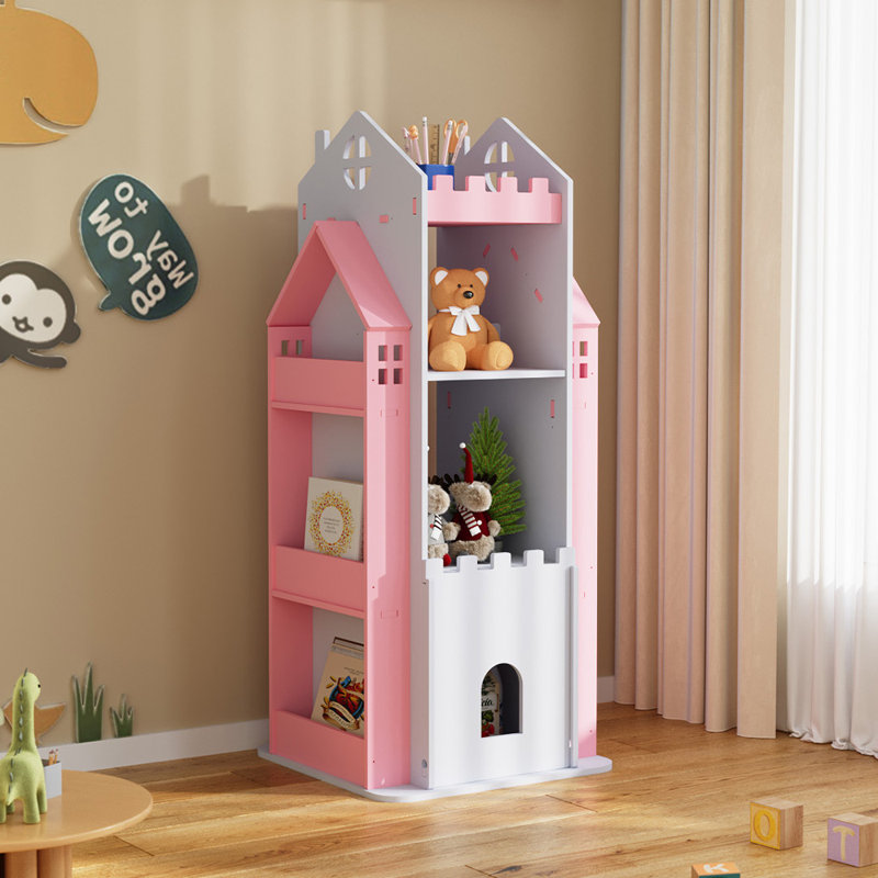 Bookcase, 106cm H x 45cm W x 45cm D, White/Pink