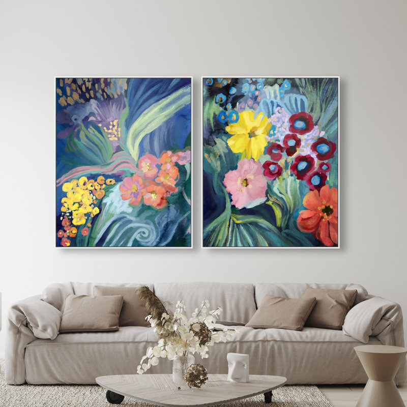 Spring Motion Set Canvas Abstract Print by Oliver Gal, Black Frame, 16 x 20, 42"H x 34"W, White Floater Frame