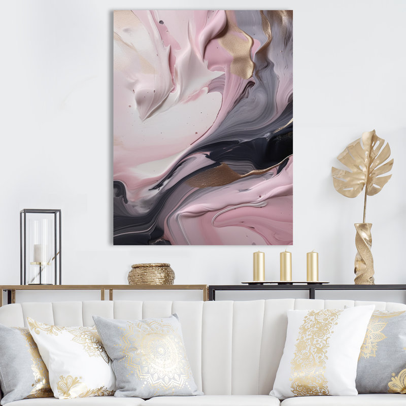 Œuvre d'art en marbre massif V - impressions sur toile abstraites en marbre, H 32 po x l 16 po x P 1 po, Toile tendue
