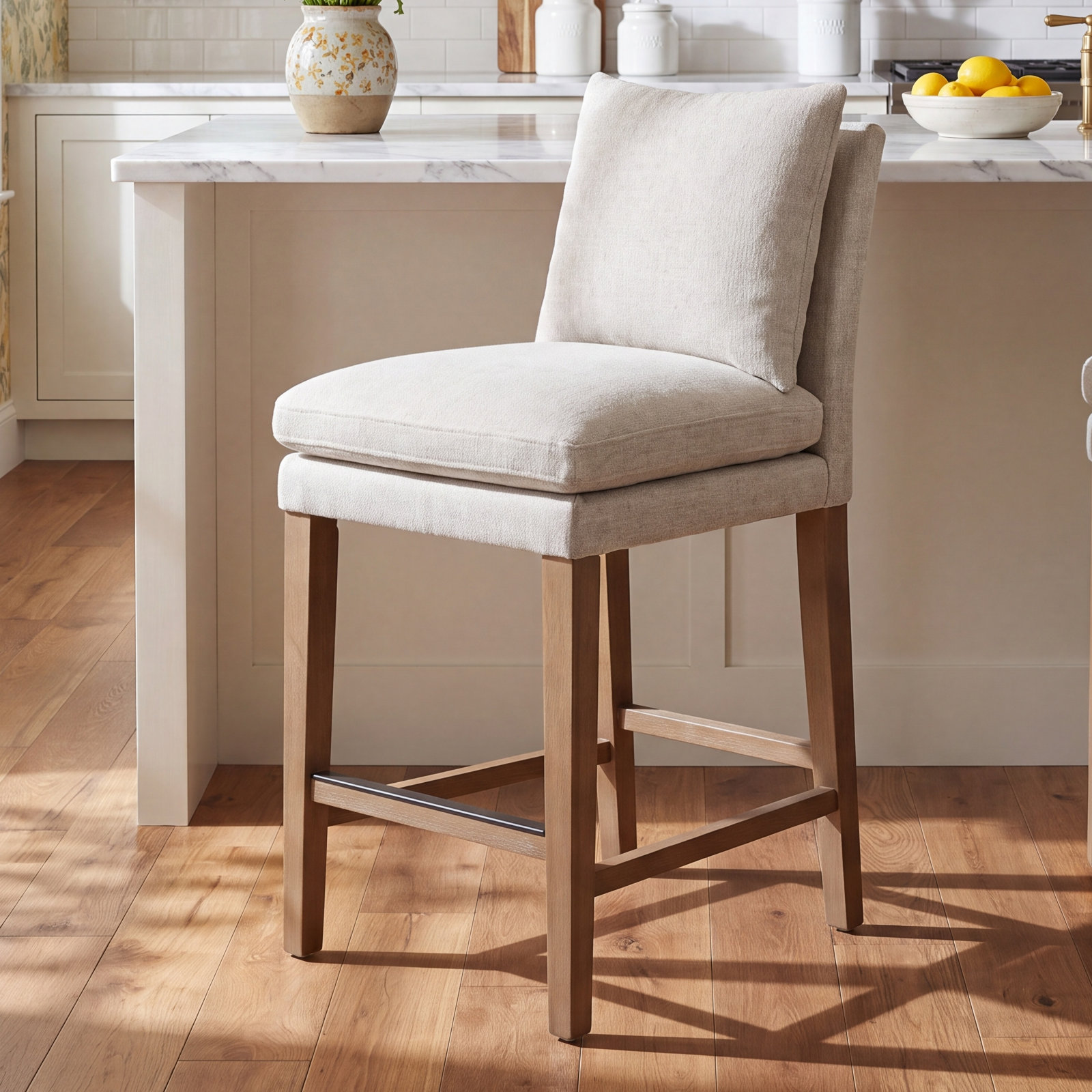 Brinley 26" Bar Stool, Milo Mink Chenille
