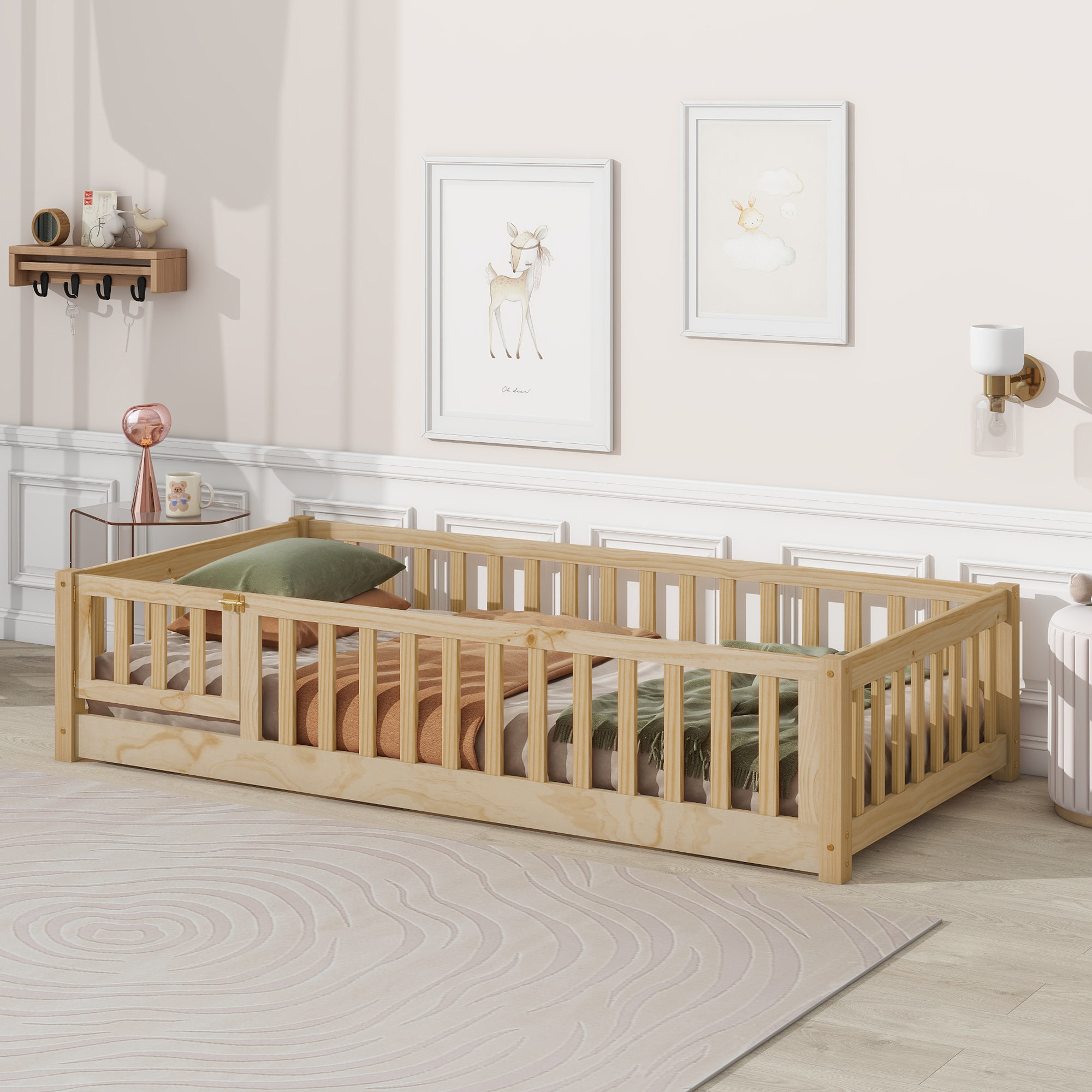 Harriet Bee Decimus Twin Floor Platform Bed with Fence & Reviews | Wayfair