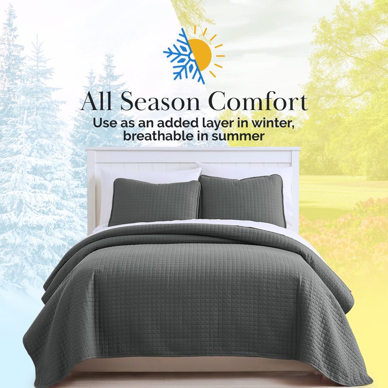 Southshore Fine Linens Vilano Oversized Quilt Set, Double-Brushed Microfiber Lightweight Quilted Bedding and 1 Pillow Sham, Twin/Twin XL Slate Grey