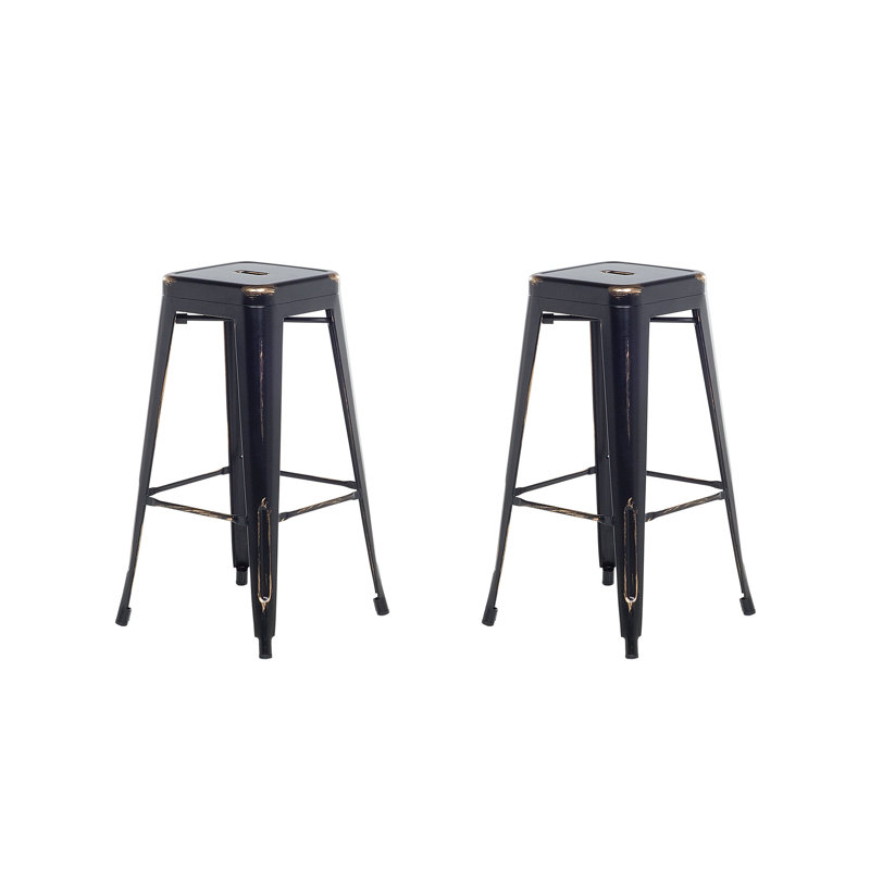 Iowa Park Bar Stool with Steel Frame, Black
