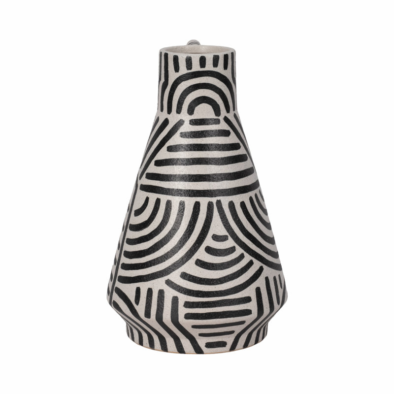 Handcrafted Black and White Ceramic Novelty Table Vase