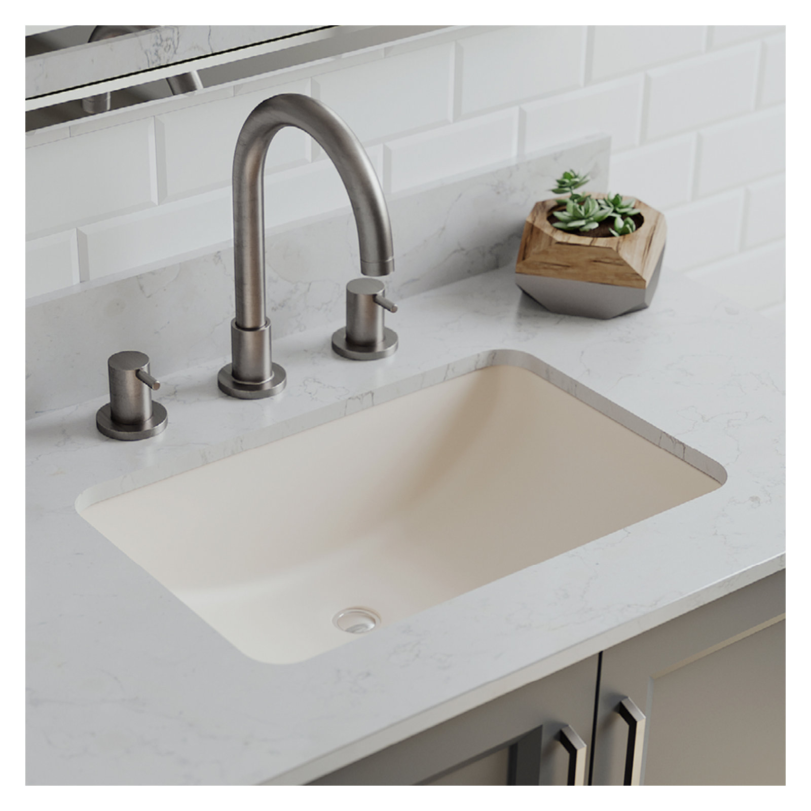Lexicon Quartz Composite Rectangle Vanity Sink, Beige
