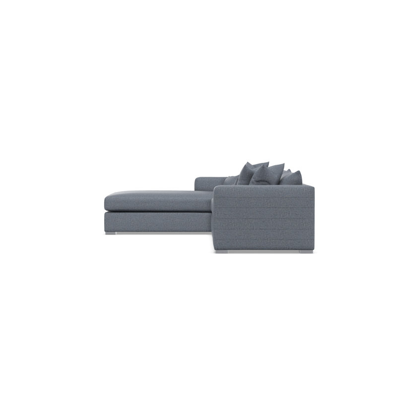 Chaise Sectional, Teal Polyester, Left Hand Facing