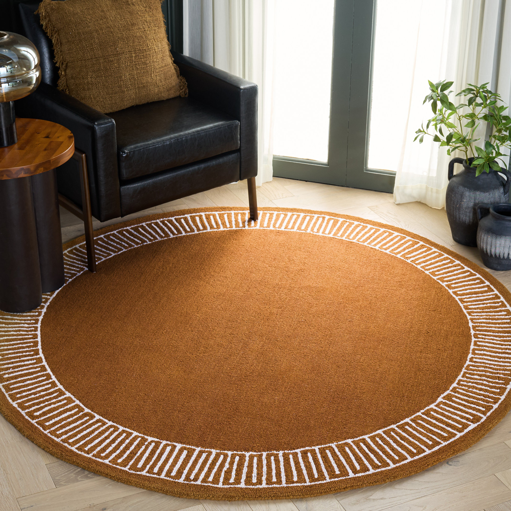 Metro 465 Hand Tufted 80% Wool; 20% Cotton Geometric Rug, Round 6'