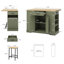 Îlot de cuisine avec armoire de rangement et armoire à ordures, ensemble de table de salle à manger 3 pièces avec 2 tabourets et abattant-1257910836