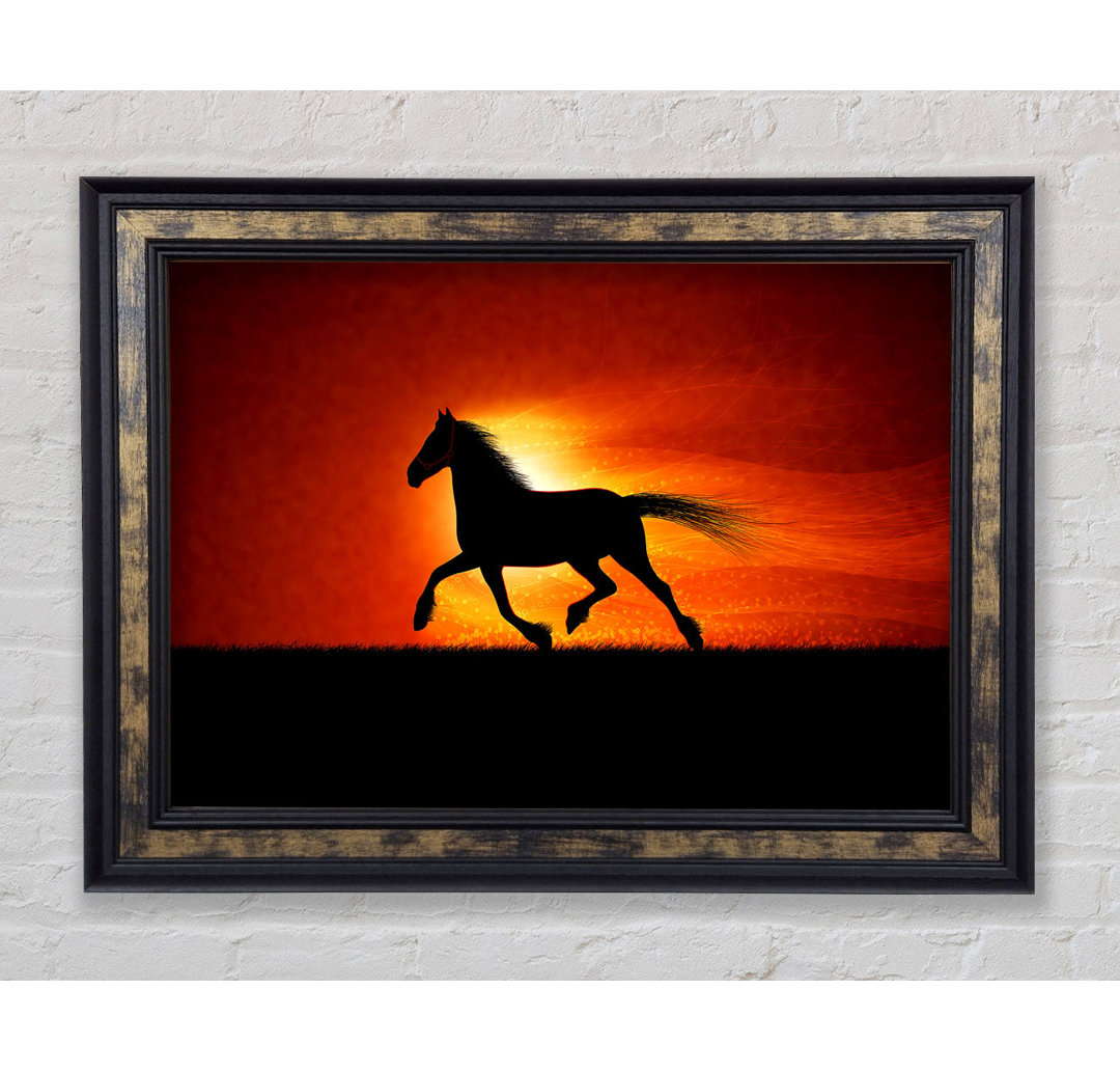 Running Horse Sunset Blaze - Einzelner Bilderrahmen Kunstdrucke