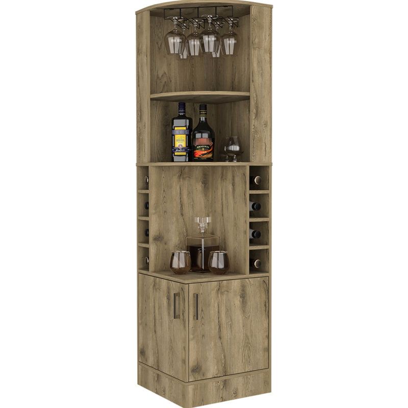 2-shelf 8 Bar Cabinet In For Modern Living Wine With Finish And Style, Light Brown