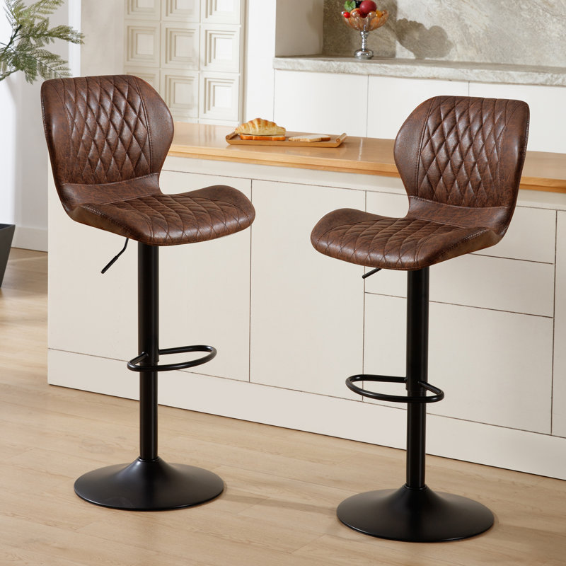 Tabouret de bar pivotant à hauteur réglable, Brun