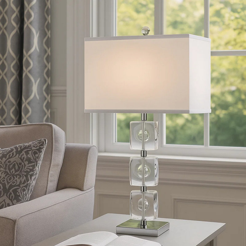 Lampe de table argentée 28,5 po Youssouf