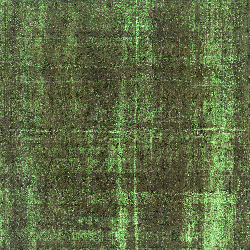 Tapis vert / noir en chenille / polyester tissé à la machine Barty, Carré 7 pi