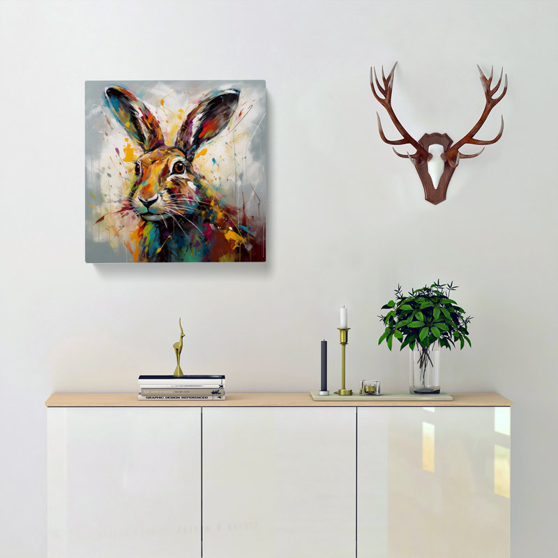 Hare Abstract Art No.2 - No Frame Print, 50cm H x 50cm W x 3cm D