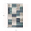 Tapis bleu sarcelle et gris tissé à la machine 5 pi x 8 pi Patchwork