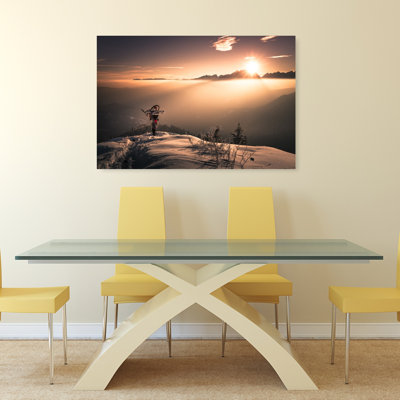 Winter Mountain Bike Sunrise Serene Abstract Contemporary Landscape Mountain Wall Art Print