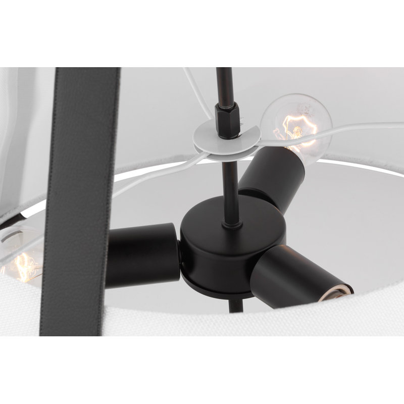 Luminaire suspendu tambour 3 lumières, Textile blanc