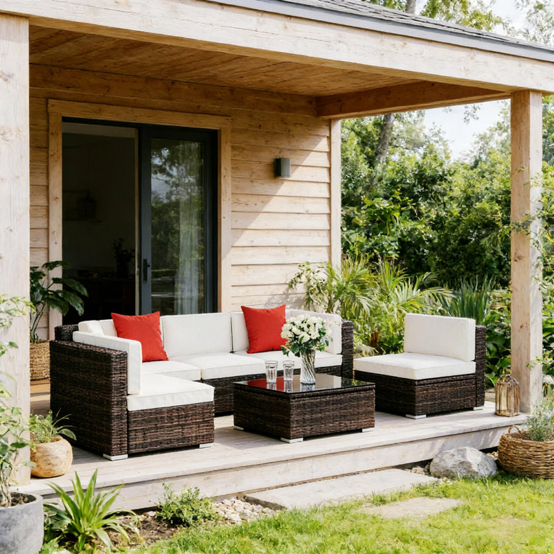 Ensemble de conversation d'extérieur, ensemble de canapé modulaire de patio avec coussins