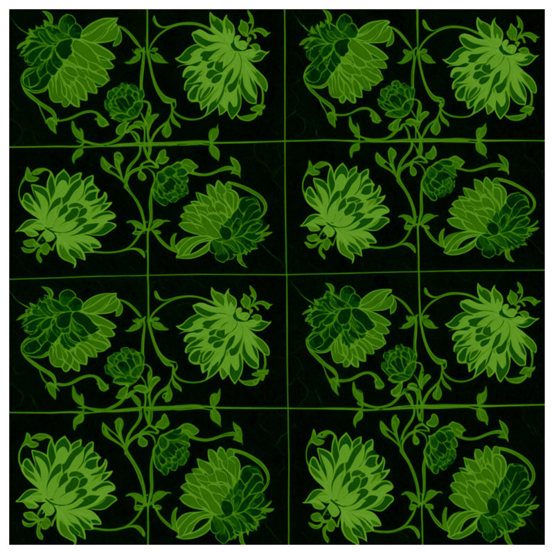 Tapis de bain vert à motif floral, L 24 po x L 17 po