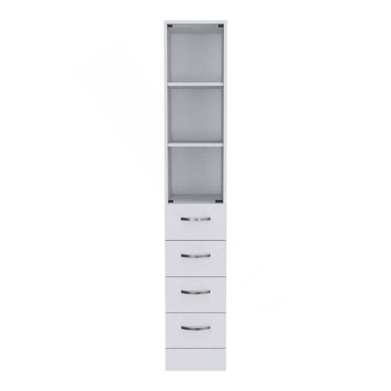 Linen Cabinet Artic, Three Shelves, Single Door, White Finish, White