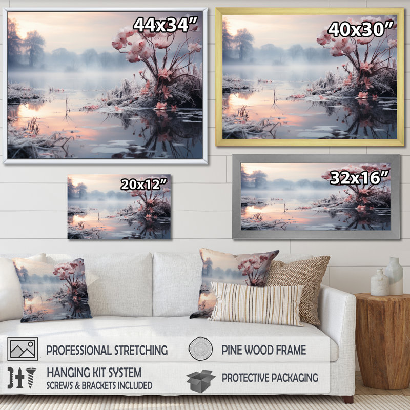 Winter Reverie At The Lake II, reproduction d'art sur toile, Toile tendue, H 12 po x l 20 po
