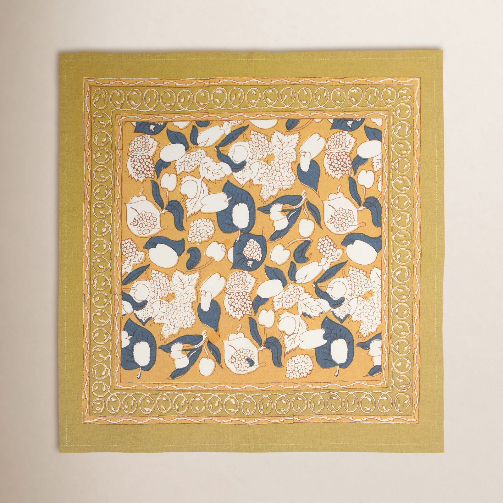 Bryssa Cotton Napkin, Mustard/Blue