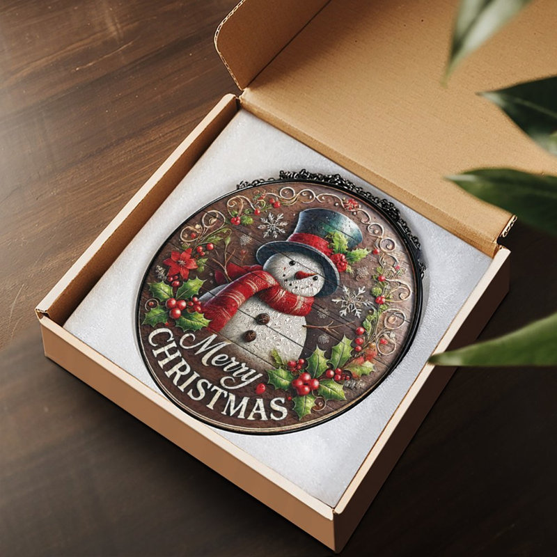 Merry Christmas Snowman, 3,5 x 3,5 po (9 x 9 cm)