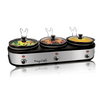 Mega Chef 2.5 Qt. Triple Slow Cooker and Buffet Server