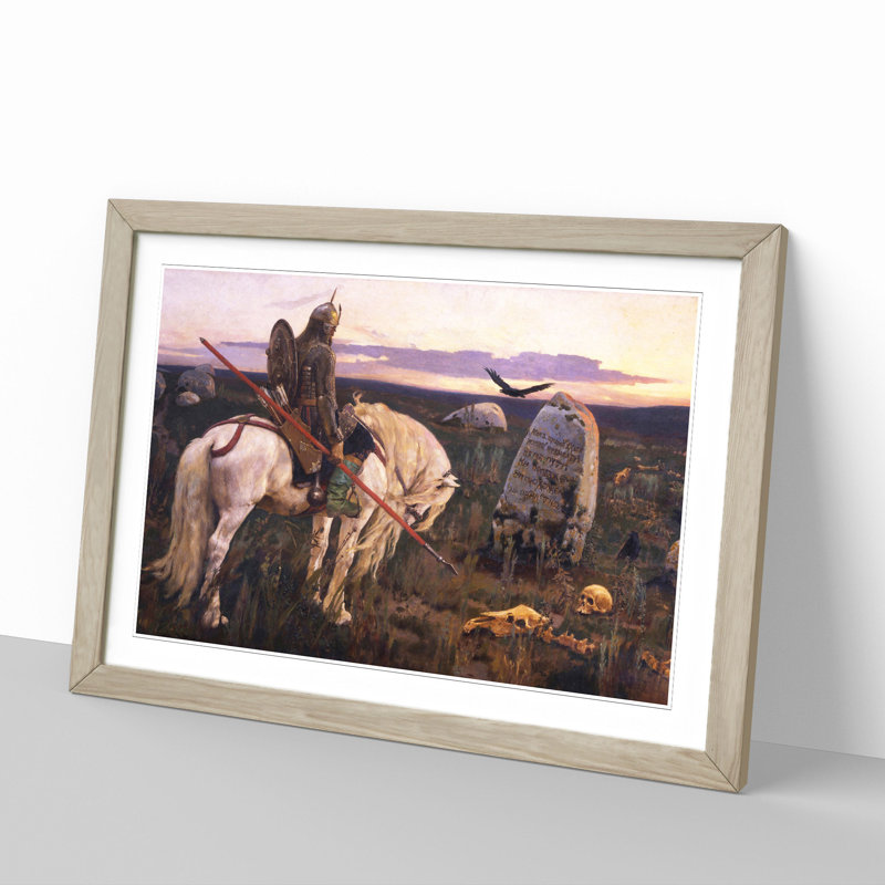 Knight at the Crossroads by Viktor Vasnetsov - Framed Print, 27cm H x 36cm W x 2cm D, Oak Framed