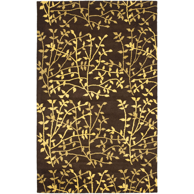 Tapis floral en laine et viscose touffeté à la main Avayah Soho, Rectangle de 5 pi x 8 pi