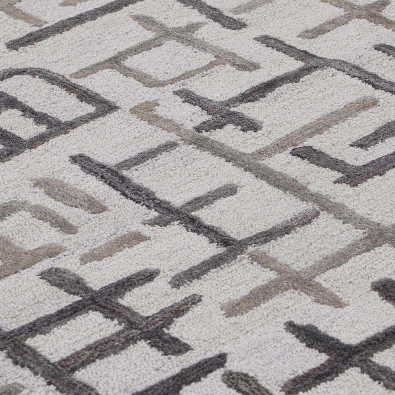 Tapis d'intérieur / extérieur géométrique touffeté à la main Campbell, Rectangle de 5 pi x 8 pi