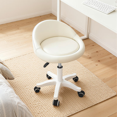 Tabouret roulant, chaise de salon rotative à 360 degrés, siège pivotant ergonomique, hauteur réglable, roulettes ultra-silencieuses, coussin rembourré en similicuir, pour le salon, le bureau, le massage
