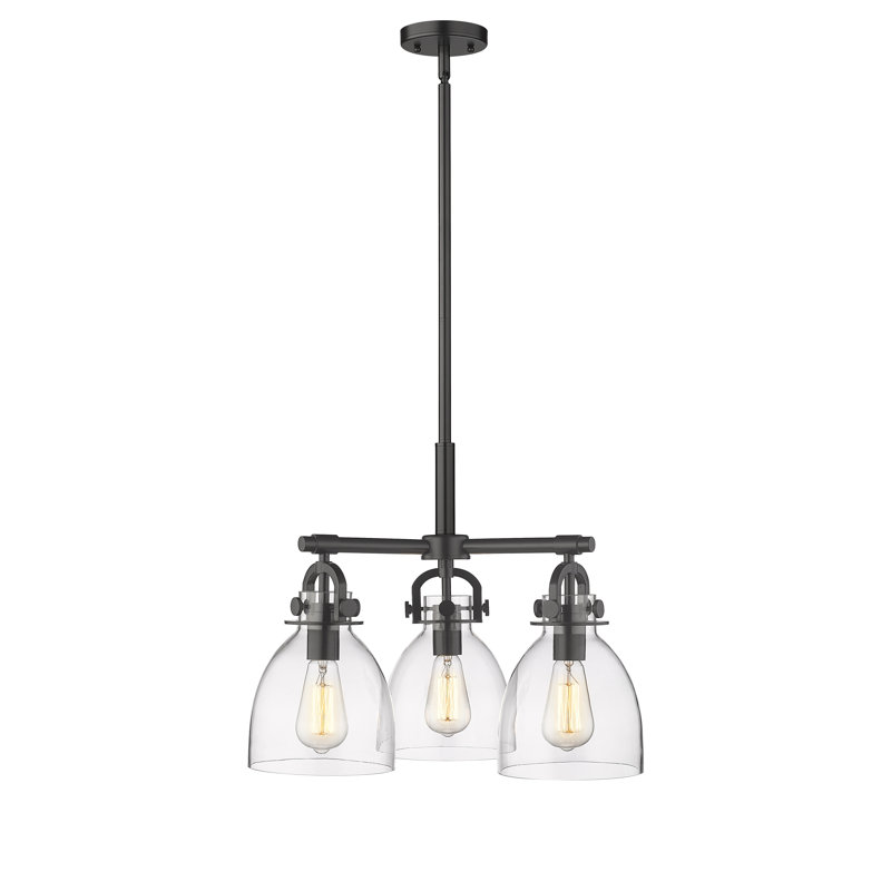Luminaire suspendu sur tige 7 lumières Sloatsburg, Transparent, Noir mat