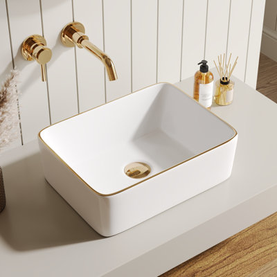 Lavabo de salle de bain vasque rectangulaire en porcelaine vitreuse 16 po x 12 po DeerValley