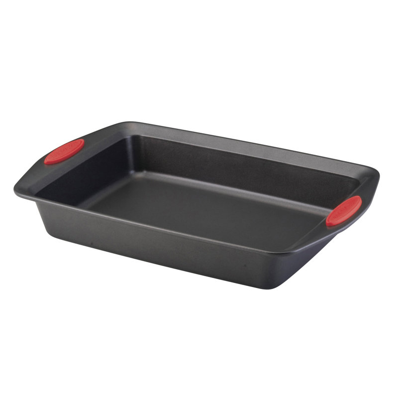 Rachael Ray Yum-O Nonstick Rectangle Bakeware Oven Lovin Cake Pan, Black/Red