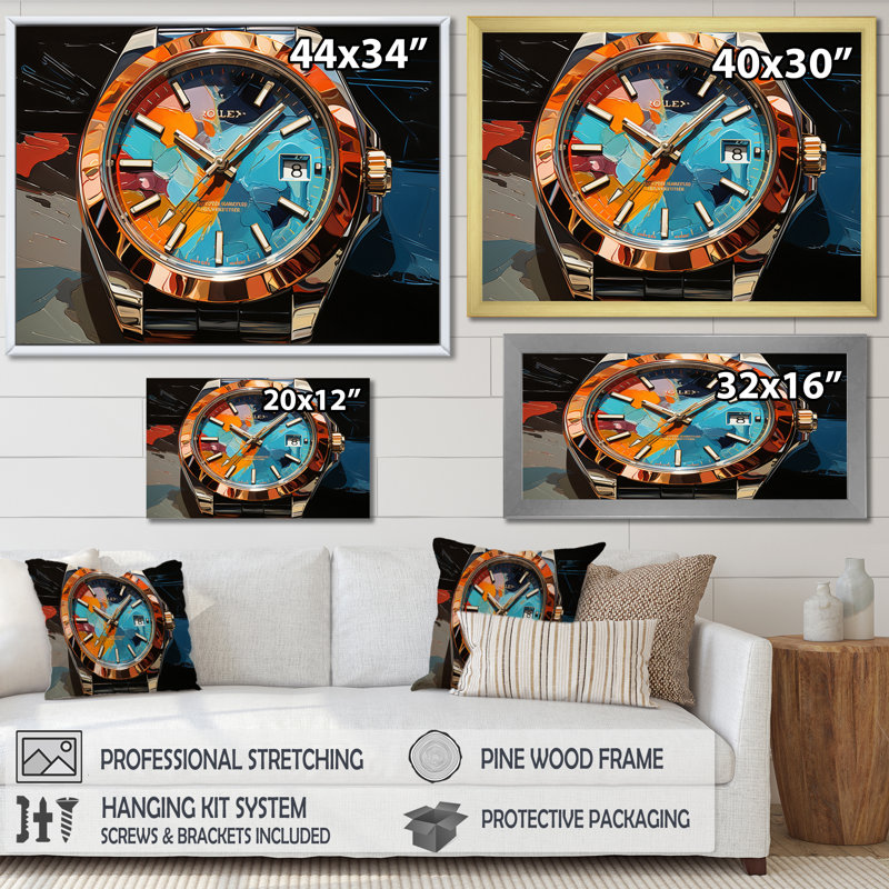 Montre de luxe en bronze Infinity I, Toile tendue, H 24 po x l 32 po x P 1 po