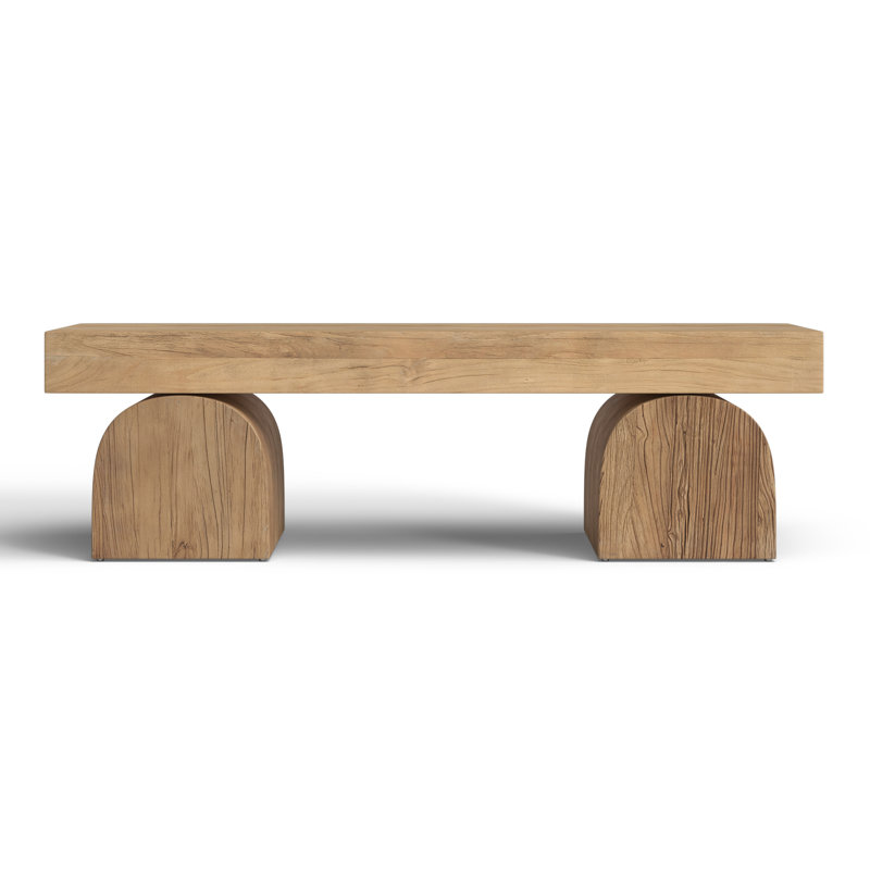 Francois 60" Natural Elm Wood Bench with Arched Legs