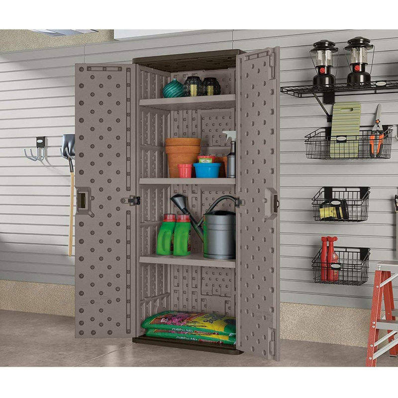 Tall Lockable Resin Garage Storage Cabinet