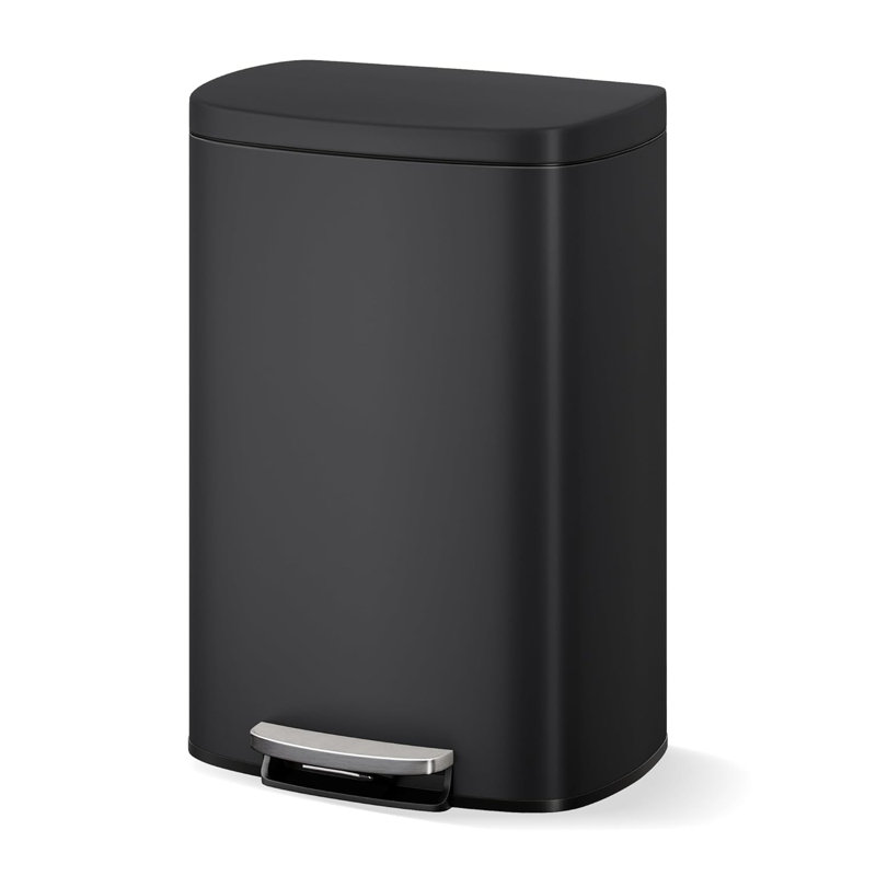 Stainless Steel Step On Recycling Bin - 50L, Black