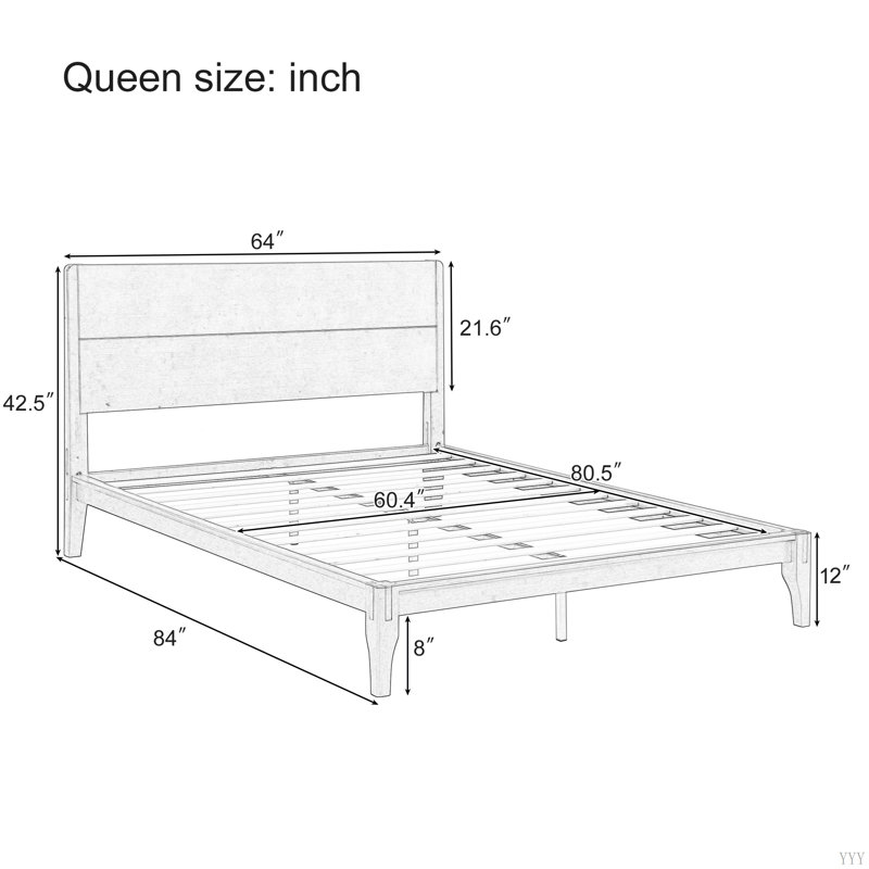 Lit standard en bois massif, Brun, Grand