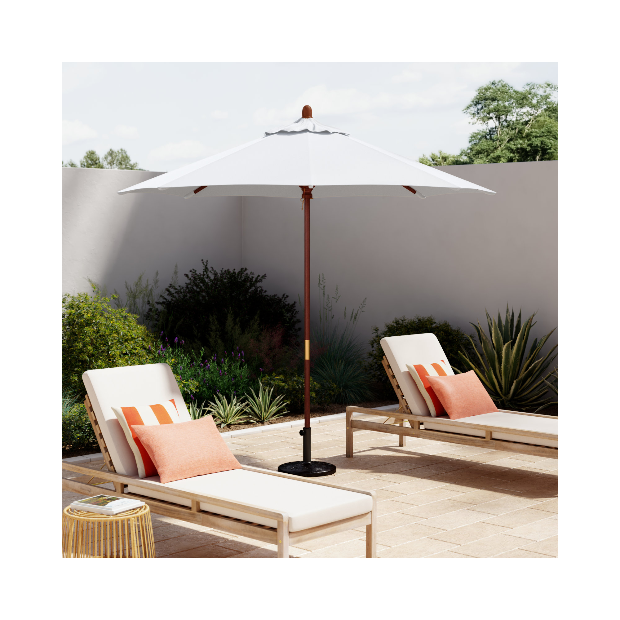Manford 108'' Outdoor Umbrella, White - Olefin