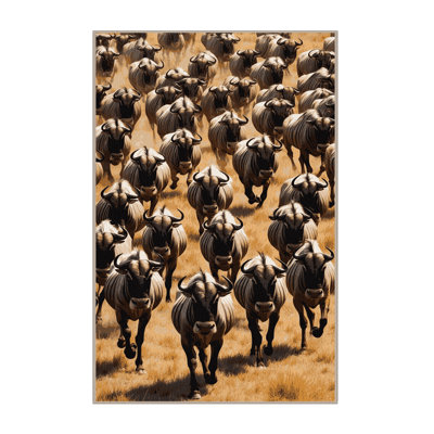 Washable Wildebeest Wildlife Area Rug