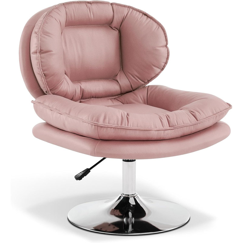 Fauteuil d'appoint pivotant à hauteur réglable, rembourré, Mélange de polyester rose