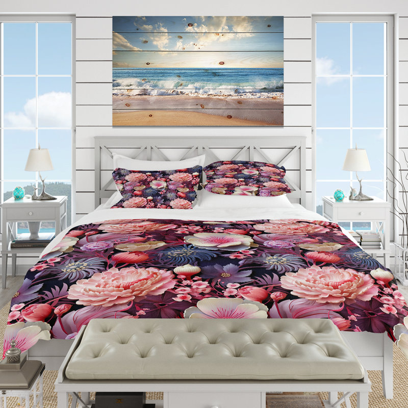 Seashell Serenade V Tropical Pattern I - Ensemble de housse de couette Coastal